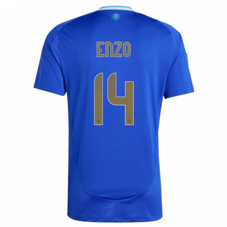 Kandiny Enfant Maillot Argentine Enzo Fernandez #14 Bleu Tenues Extérieur 24-26 T-Shirt