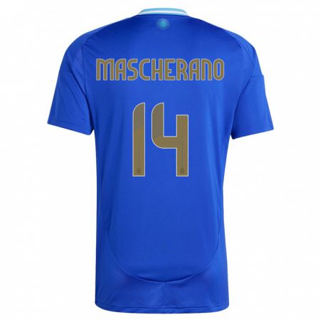 Kandiny Enfant Maillot Argentine Javier Mascherano #14 Bleu Tenues Extérieur 24-26 T-Shirt