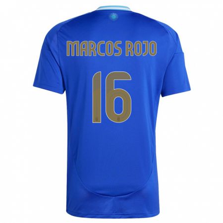 Kandiny Enfant Maillot Argentine Marcos Rojo #16 Bleu Tenues Extérieur 24-26 T-Shirt