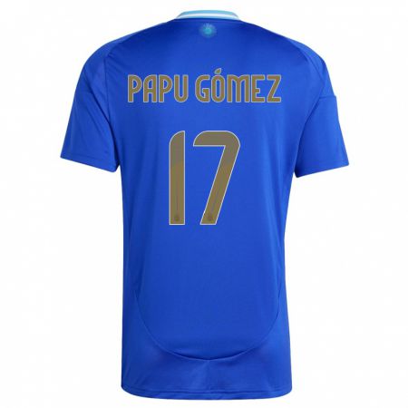 Kandiny Enfant Maillot Argentine Papu Gomez #17 Bleu Tenues Extérieur 24-26 T-Shirt