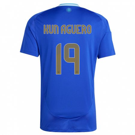 Kandiny Enfant Maillot Argentine Sergio Aguero #19 Bleu Tenues Extérieur 24-26 T-Shirt