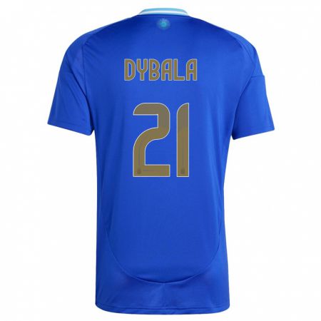 Kandiny Enfant Maillot Argentine Paulo Dybala #21 Bleu Tenues Extérieur 24-26 T-Shirt
