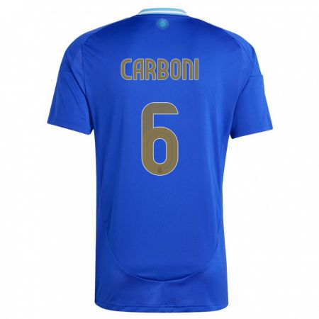Kandiny Enfant Maillot Argentine Franco Carboni #6 Bleu Tenues Extérieur 24-26 T-Shirt
