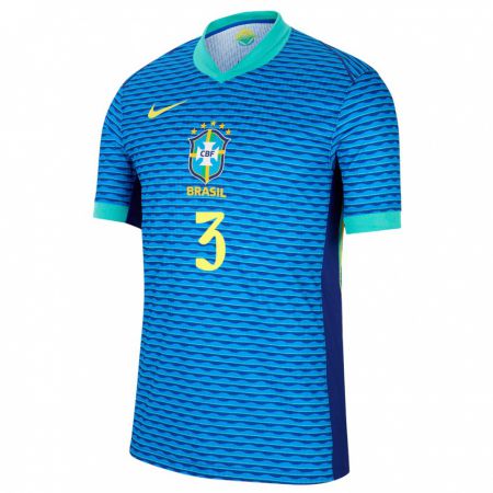 Kandiny Enfant Maillot Brésil Thiago Silva #3 Bleu Tenues Extérieur 24-26 T-Shirt