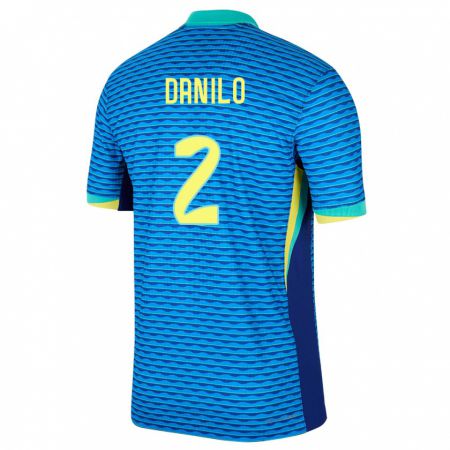 Kandiny Enfant Maillot Brésil Danilo #2 Bleu Tenues Extérieur 24-26 T-Shirt