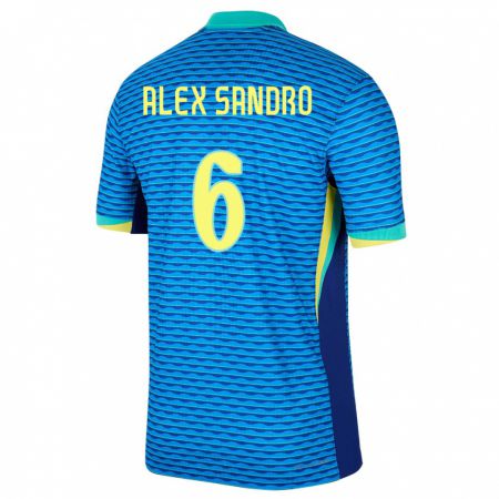 Kandiny Enfant Maillot Brésil Alex Sandro #6 Bleu Tenues Extérieur 24-26 T-Shirt