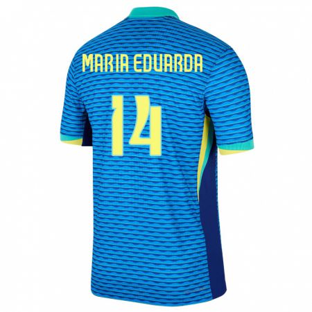 Kandiny Enfant Maillot Brésil Maria Eduarda #14 Bleu Tenues Extérieur 24-26 T-Shirt