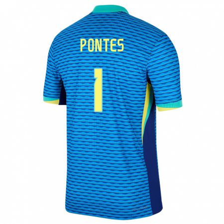 Kandiny Enfant Maillot Brésil Mycael Pontes #1 Bleu Tenues Extérieur 24-26 T-Shirt