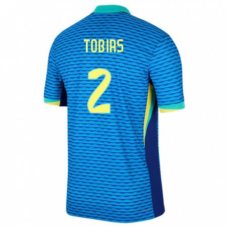 Kandiny Enfant Maillot Brésil Vinicius Tobias #2 Bleu Tenues Extérieur 24-26 T-Shirt