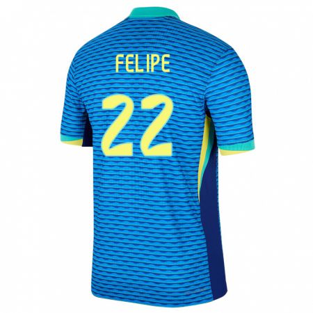 Kandiny Enfant Maillot Brésil Cayo Felipe #22 Bleu Tenues Extérieur 24-26 T-Shirt