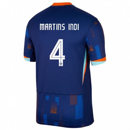 Kandiny Enfant Maillot Pays-Bas Bruno Martins Indi #4 Bleu Tenues Extérieur 24-26 T-Shirt