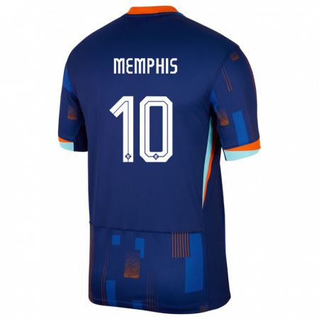 Kandiny Enfant Maillot Pays-Bas Memphis Depay #10 Bleu Tenues Extérieur 24-26 T-Shirt