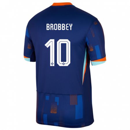 Kandiny Enfant Maillot Pays-Bas Brian Brobbey #10 Bleu Tenues Extérieur 24-26 T-Shirt