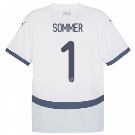 Kandiny Enfant Maillot Suisse Yann Sommer #1 Blanc Tenues Extérieur 24-26 T-Shirt