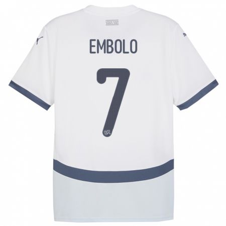 Kandiny Enfant Maillot Suisse Breel Embolo #7 Blanc Tenues Extérieur 24-26 T-Shirt