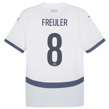 Kandiny Enfant Maillot Suisse Remo Freuler #8 Blanc Tenues Extérieur 24-26 T-Shirt