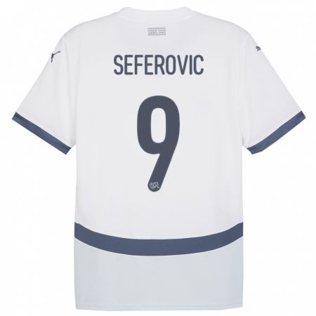 Kandiny Enfant Maillot Suisse Haris Seferovic #9 Blanc Tenues Extérieur 24-26 T-Shirt