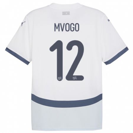 Kandiny Enfant Maillot Suisse Yvon Mvogo #12 Blanc Tenues Extérieur 24-26 T-Shirt