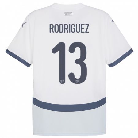 Kandiny Enfant Maillot Suisse Ricardo Rodriguez #13 Blanc Tenues Extérieur 24-26 T-Shirt
