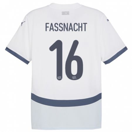 Kandiny Enfant Maillot Suisse Christian Fassnacht #16 Blanc Tenues Extérieur 24-26 T-Shirt