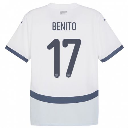 Kandiny Enfant Maillot Suisse Loris Benito #17 Blanc Tenues Extérieur 24-26 T-Shirt