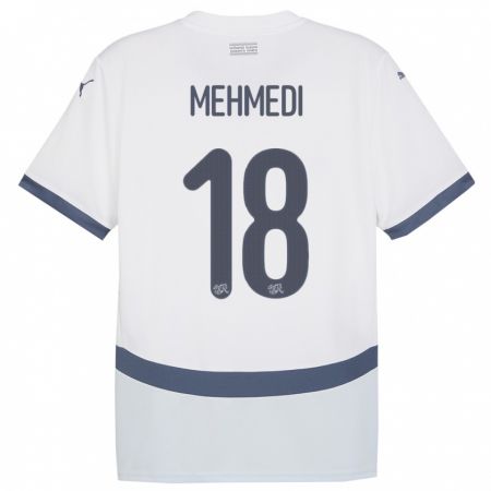 Kandiny Enfant Maillot Suisse Admir Mehmedi #18 Blanc Tenues Extérieur 24-26 T-Shirt