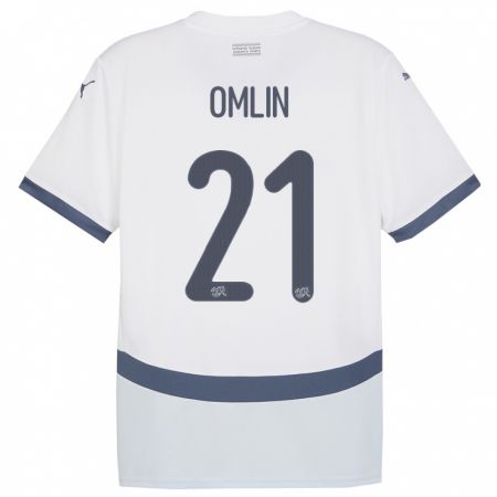 Kandiny Enfant Maillot Suisse Jonas Omlin #21 Blanc Tenues Extérieur 24-26 T-Shirt