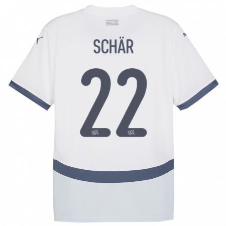 Kandiny Enfant Maillot Suisse Fabian Schar #22 Blanc Tenues Extérieur 24-26 T-Shirt