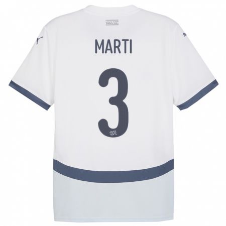 Kandiny Enfant Maillot Suisse Lara Marti #3 Blanc Tenues Extérieur 24-26 T-Shirt