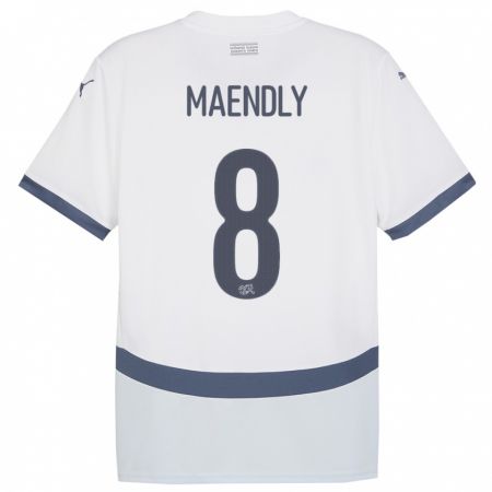 Kandiny Enfant Maillot Suisse Sandy Maendly #8 Blanc Tenues Extérieur 24-26 T-Shirt