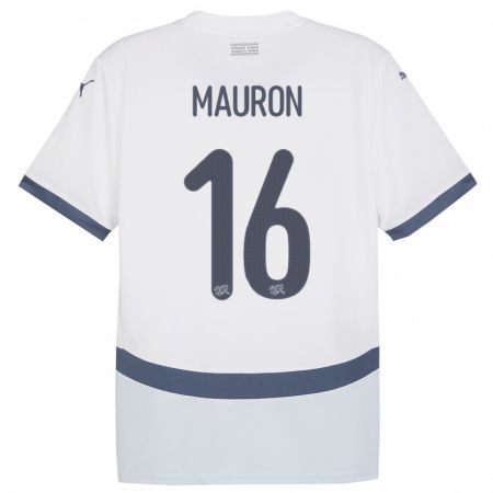 Kandiny Enfant Maillot Suisse Sandrine Mauron #16 Blanc Tenues Extérieur 24-26 T-Shirt