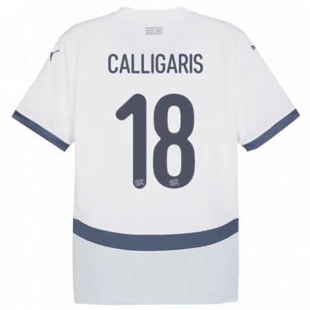 Kandiny Enfant Maillot Suisse Viola Calligaris #18 Blanc Tenues Extérieur 24-26 T-Shirt