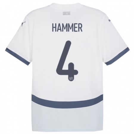 Kandiny Enfant Maillot Suisse Pascal Hammer #4 Blanc Tenues Extérieur 24-26 T-Shirt