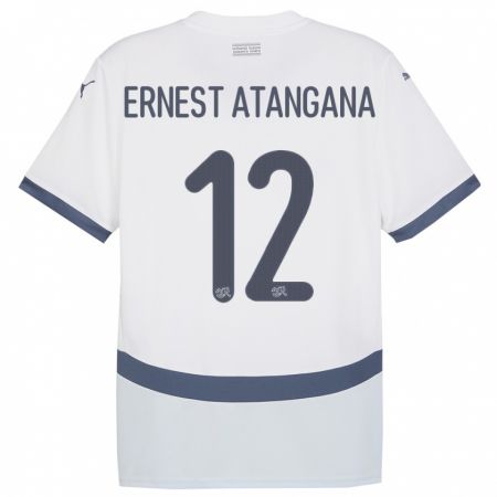 Kandiny Enfant Maillot Suisse Brian Ernest Atangana #12 Blanc Tenues Extérieur 24-26 T-Shirt