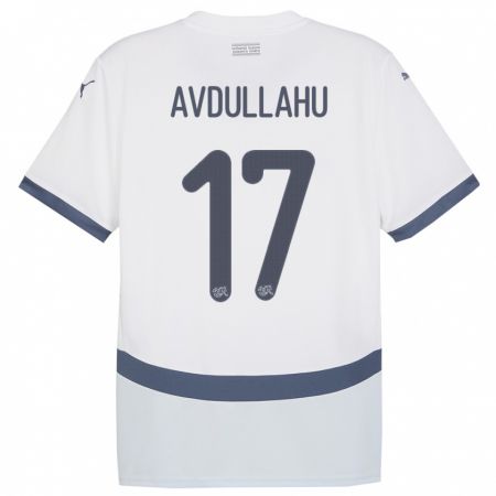 Kandiny Enfant Maillot Suisse Leon Avdullahu #17 Blanc Tenues Extérieur 24-26 T-Shirt