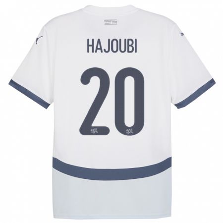 Kandiny Enfant Maillot Suisse Amin Hajoubi #20 Blanc Tenues Extérieur 24-26 T-Shirt