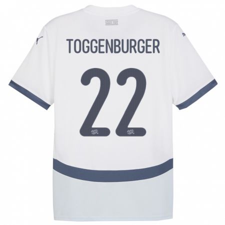 Kandiny Enfant Maillot Suisse Nando Toggenburger #22 Blanc Tenues Extérieur 24-26 T-Shirt