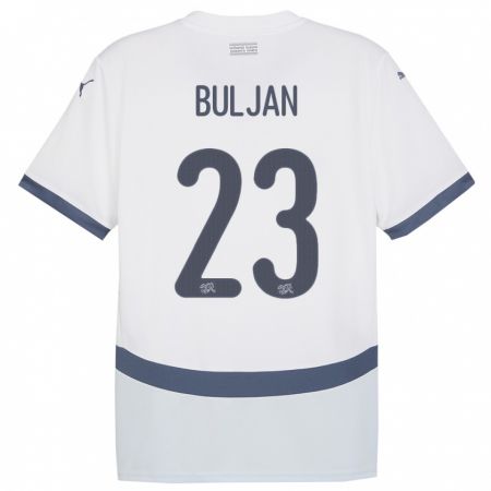Kandiny Enfant Maillot Suisse Leo Buljan #23 Blanc Tenues Extérieur 24-26 T-Shirt