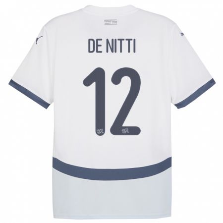 Kandiny Enfant Maillot Suisse Gianni De Nitti #12 Blanc Tenues Extérieur 24-26 T-Shirt