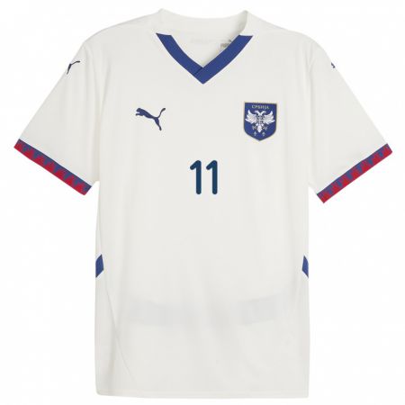 Kandiny Enfant Maillot Serbie Luka Jovic #11 Blanc Tenues Extérieur 24-26 T-Shirt