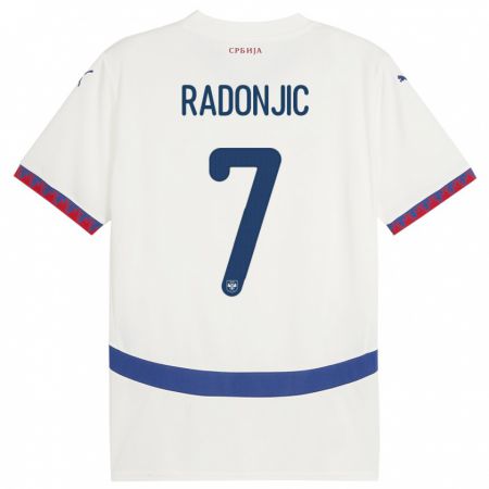Kandiny Enfant Maillot Serbie Nemanja Radonjic #7 Blanc Tenues Extérieur 24-26 T-Shirt