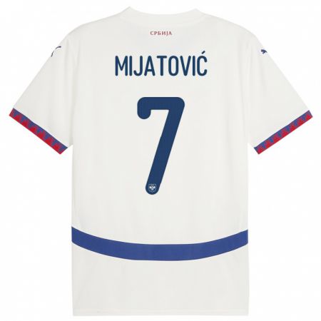 Kandiny Enfant Maillot Serbie Milica Mijatovic #7 Blanc Tenues Extérieur 24-26 T-Shirt