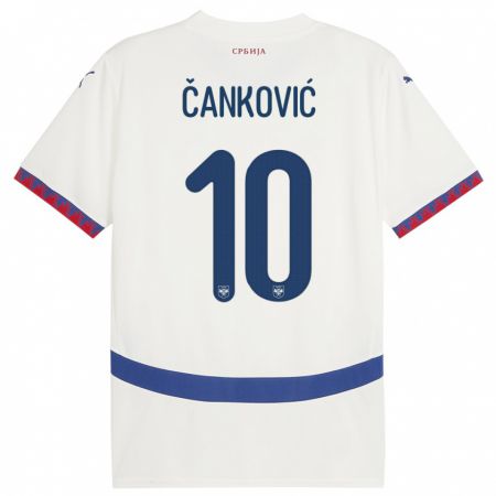 Kandiny Enfant Maillot Serbie Jelena Cankovic #10 Blanc Tenues Extérieur 24-26 T-Shirt
