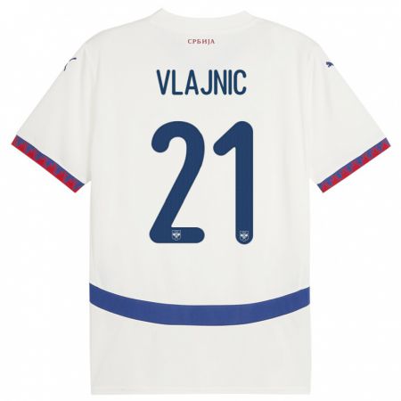 Kandiny Enfant Maillot Serbie Tyla Jay Vlajnic #21 Blanc Tenues Extérieur 24-26 T-Shirt