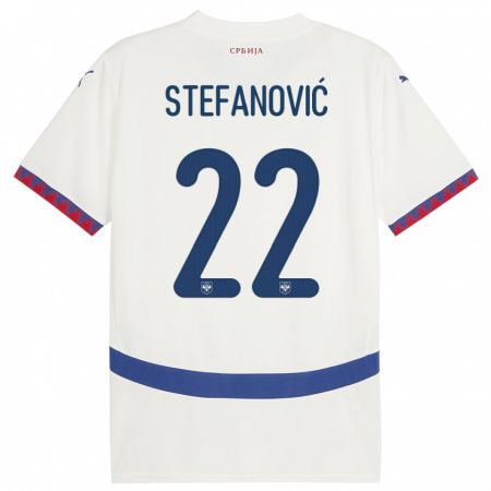 Kandiny Enfant Maillot Serbie Dejana Stefanovic #22 Blanc Tenues Extérieur 24-26 T-Shirt