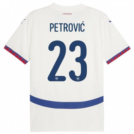 Kandiny Enfant Maillot Serbie Jovana Petrovic #23 Blanc Tenues Extérieur 24-26 T-Shirt