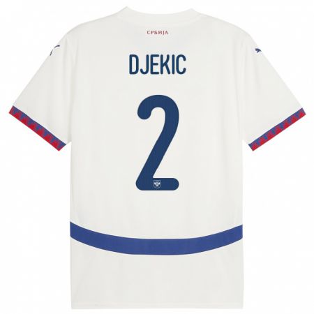 Kandiny Enfant Maillot Serbie Djuro Giulio Djekic #2 Blanc Tenues Extérieur 24-26 T-Shirt