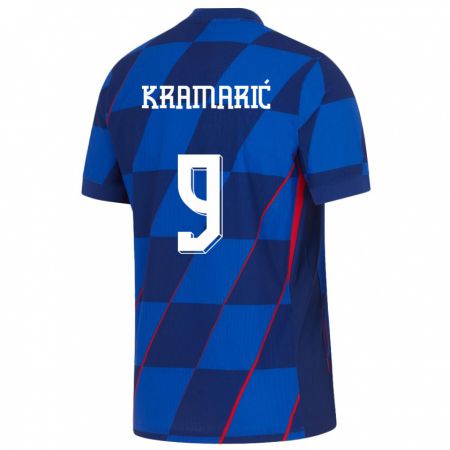 Kandiny Enfant Maillot Croatie Andrej Kramaric #9 Bleu Tenues Extérieur 24-26 T-Shirt