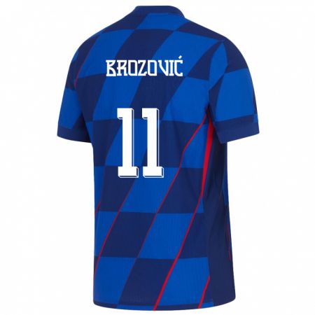 Kandiny Enfant Maillot Croatie Marcelo Brozovic #11 Bleu Tenues Extérieur 24-26 T-Shirt