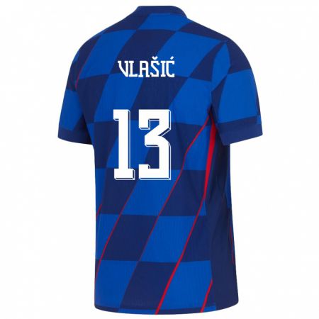Kandiny Enfant Maillot Croatie Nikola Vlasic #13 Bleu Tenues Extérieur 24-26 T-Shirt